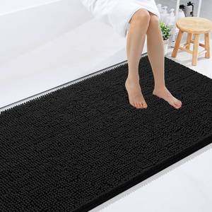 lot 10217 image: Product is GRAY Smiry Luxury Chenille Bathroom Rugs 59x35, Extra Soft and Absorbent Shaggy Bath Mat, Machine Washable, Non-Slip Plush Carpet Runner for Tub, Shower, and Floor, Home Decor Accessories, Black