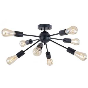 lot 10222 image: BONLICHT Modern 8 Light Sputnik Chandelier Light Fixtures Black Semi Flush Mount Ceiling Lighting Industrial Vintage Mid-Century Starburst Style Ceiling Lamp for Bedroom Dining Room Kitchen Foyer