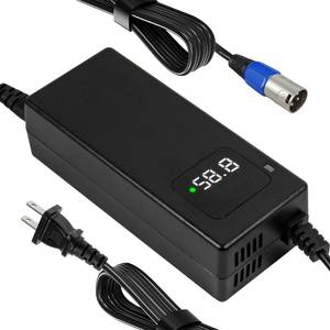 lot 10251 image: YZPOWER 52v Lithium Battery Charger with Display and Built-in Fan,58.8v 2A Power Charger Adapter for 14s 48v 52v Li-ion Battery Pack 3 Pin Male XLR Connector