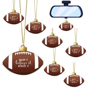 lot 10267 image: Colingmill 6 Sets Sports Theme Air Freshener for Car Scent Sachets Hanging Ornaments with Cards and Bags Sports Ball Ornament Car Decorations(Rugby)