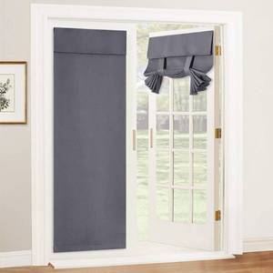 lot 10269 image: RYB HOME French Door Curtains 84 inches Long - Privacy Blackout Window Curtains Tie up Blind for Patio Sliding Glass Door Living Room Bedroom, W 30 x L 84 inch, Grey, 1 Panel