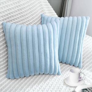 lot 12172 image: 2 Pack 18x18 Pillow Cover Velvet Pillow Covers, Faux Fur Square Throw Pillow Covers for Living Room Decorations Throw Pillow Case, Throw Pillow Cover Cushion Cover for Sofa Bedroom Car, Light Blue