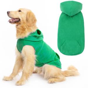 lot 12183 image: EXPAWLORER Dog Hoodie Fleece Sweater Vest, Hooded Dog Sweatshirt Fall Winter Pet Clothes with Leash Hole, Sleeveless Warm Cozy Puppy Clothing for Cat Small Medium Large Dogs Girl Boy, Green XL