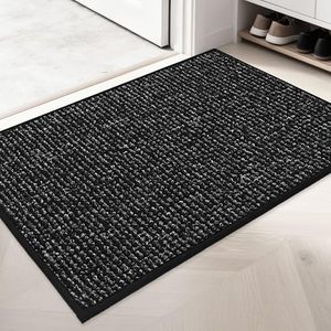 lot 13215 image: JSEI Dirt Trapper Door Mat 24x36 Non-Slip Washable Entrance Mat, Dog Doormats, Absorbent & Fade-Resistant Floor Mats, Low Profile Welcome Mats for Entryway, Front Door, and Inside Entrance, Black