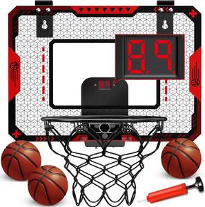 lot 13228 image: Indoor Basketball Hoop for Kids 5 6 7 8 9 10Years Old Boys,Mini Basketball Hoop Over The Door Mini Hoop with Electronic Scoreboard & 3 Balls,Kids Basketball Hoop Sport Toys for Gift for Boys Age 5-10