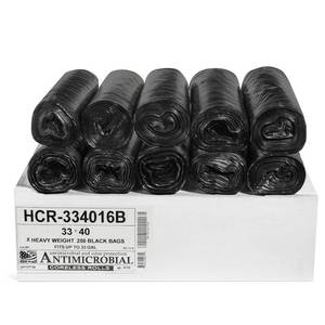 lot 13240 image: Aluf Plastics High Density Trash Bags, 33 Gallon, 250 Count, 16 Micron (eq), 33 x 40, Black, for Bathroom, Office, Industrial, Commercial, Janitorial, Municipal, Recycling