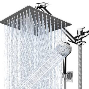 lot 13246 image: PinWin Modern 12 Large Square Rain Showerhead with 5 Modes Handheld Showerhead Combo, Adjustable Arm, Easy Tool-Free Installation