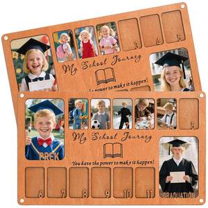 lot 14106 image: Eorbow School Picture Frame Pre-K to 12, 17�10 Wood School Years Photo Frame, Graduation Picture Frame for Grades Pre-K to 12th, Collage Graduation Gifts&Party Decor, 14 Photos