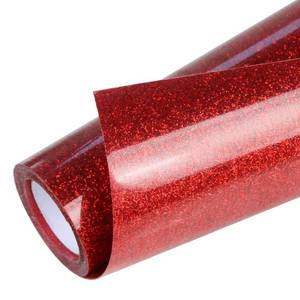 lot 14115 image: TORC Red Glitter HTV Heat Transfer Vinyl Roll 12 inch x 5 ft Iron on Vinyl for T Shirts Crafts