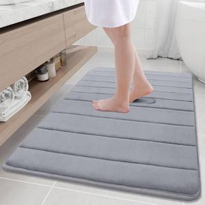 lot 14124 image: Buganda Memory Foam Bath Mat, 40 x 32, Ultra Soft and Non-Slip Bathroom Rugs, Water Absorbent and Machine Washable Bath Rug Runner for Bathroom, Shower, and Tub, Medium Grey