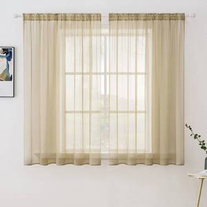 lot 14129 image: MIULEE Beige Window Sheer Curtains for Bedroom Living Room Solid Elegant Net Drapes 2 Panels Width 38 x Length 45 Inches