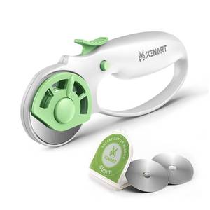 lot 14130 image: XINART 45mm Rotary Cutter for Fabric Safety Lock Ergonomic Classic Comfort Loop Fabric Small Rotary Cutter for Sewing Quilting Crafting (Extra 2pcs Replacement Blades Included)-Green