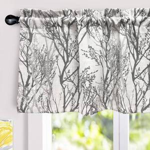 lot 14142 image: DriftAway Tree Branch Linen Lined Valance Double Layer Thermal Insulated Room Darkening Blackout Valances 3 Inch Rod Pocket Short Window Valance for Living Room Bathroom 52 Inch by 24 Inch Gray (used. Needs washed)