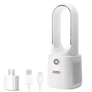 lot 15092 image: XDS Desk Bladeless Fan, 12.8 Inch Small Personal Cooling Fan with 6 Speed Adjustment, Button Control, Easy to Clean, Quiet Table Fan, Ideal for Office, Living Room, Bedroom (White)
