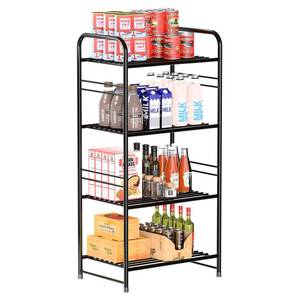 lot 15096 image: MWQ 4 Tier Metal Pantry Shelves for Storage, 38�� Tall Laundry Room Shelf, Multipurpose Shelf for Plant, Bedroom, Kitchen, Bathroom, Black
