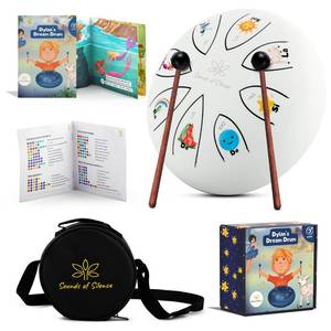 lot 15105 image: Steel Tongue Drum With Songbook And Bedtime Story - Kids Musical Instruments - Musical toys for toddlers, Dylans Dream Drum 3 In 1 Handpan drum, 6 Inch 8 notes, Diatonic