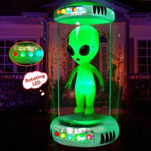 lot 15111 image: Joiedomi 7 ft Tall Halloween Inflatable Outdoor Decoration, Alien Inflatable Halloween Decor Outdoor with Animated LEDs, Blow Ups Alien Decorations with Test Tube for Yard Garden Lawn Decor
