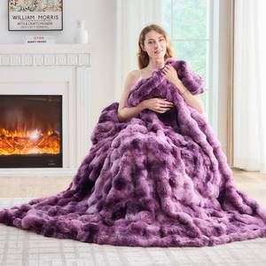 lot 15121 image: Lotus Karen Faux Fur Throw Blanket Tie-dye Violet - Big Bubble Rabbit Fluff Blanket for Couch Bed Sofa,Softest Fluffy Fuzzy Cozy Blanket,Thick Furry Plush Shaggy Warm Blankets for Women,60x80 Inches