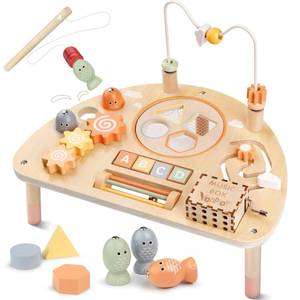 lot 15134 image: Activity Table for 1 Year Old, Montessori Toys for 1 2 Year Old Girls Boy Gifts, 8 in 1 Wooden Sensory Play Table for Toddler 1-3, Learning Toys for Baby 12-18 Months 1st Christmas Birthday Gifts