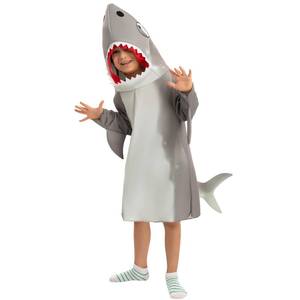 lot 16017 image: Spooktacular Creations Kids Gray Shark Costume, Multicolor Hoodie with Fin Tail for Halloween Dress Up, Sea Animal Party (Toddler (3-4 yr))