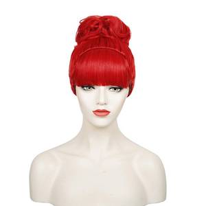 lot 16028 image: Wiggy Mermaid Red Wig with Bangs Bun for Women, Miss Dead Receptionist Costume Wig  Wig Cap for Halloween Argentina Costume Cosplay