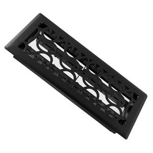 lot 16031 image: SANYCASA Black Floor Register for 4x12 Inches Holes - Heavy Duty Walkable Steel Floor Registers Adjustable Airflow Floor Vent Covers - Savannah Design - Matte Black - Air Vents Floor to Allow Walk