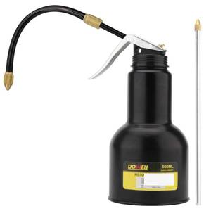 lot 16043 image: DOWELL Pistol Pump Oiler Metal Oil Can Lubrication Oil Gun 16oz 500ml Can Bottle with 2-Pieces Straight Spout Black HY050201