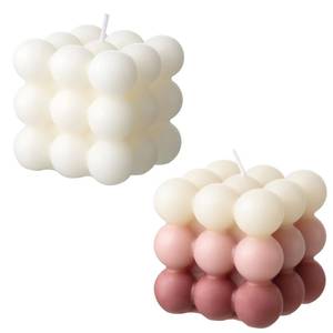 lot 16063 image: ACITHGL Bubble Candle - Cube Soy Wax Candles, Home Decor Candle, Scented Candle Set 2 Pieces, Home Use and Gifting (WhiteTri-Color Coffee)
