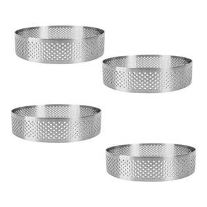 lot 16471 image: Uyauld 4 Pieces Perforated Tart Ring, 8cm High Grade Stainless Steel Heat-Resistant Cake Dessert Ring, 3.15 inch Pastry Mold Round