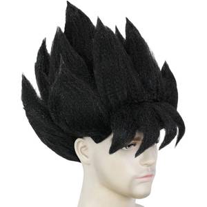 lot 16472 image: BESTBELHair Cap Black Spiky Wig for Man Short Fluffy Black Crazy Wig Funny Anime Hair for Halloween Cosplay Mens Cosplay Outfit Synthetic for Costume Party