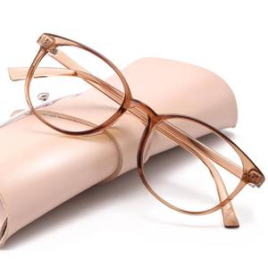 lot 16483 image: miyya Blue Light Blocking Glasses with Protective Case, Round Transparent Frames for Comfort & Eye Strain Relief