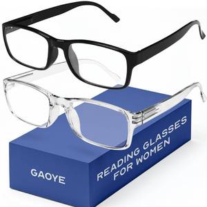 lot 16485 image: Gaoye 2-Pack of Reading Glasses - Blue-Light Filter, UV Protection - Readers with Rectangle Frames