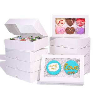 lot 16497 image: JCXGRVC 8x5x2 Inch 20PCS Cookies Boxes Chocolate Covered Strawberries Boxes with Window Bakery Packaging for Cakesickle Chocolate Truffle for Christmas Valentines Easter Mothers Day