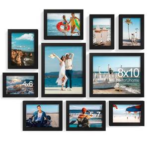 lot 17729 image: decorUhome Picture Frames Collage Wall Decor for Photo Gallery Display, Assorted Picture Frames set of 10 Including Two 8x10  Four 5x7  Four 4x6 for Family Wall Decor, Black, 10 Pack