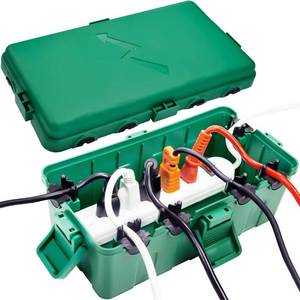 lot 1089 image: Hrensaw Medium Outdoor Electrical Box(10.6x5.5x4.5inch),IP54 Waterproof Extension Cord Cover w6 Cable Entry,Weatherproof Connection Box Protect Power Strip,Timer,Plug,Holiday Lights,Green
