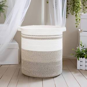 lot 1091 image: Nonazippy laundry hamper 18x18x20,80L �� large basket for blankets, toy basket,Cotton Rope Blanket Basket Living Room, Baby Laundry hamper for Blanket, Nursery, ��stuffed animal storage ( Triple brown)