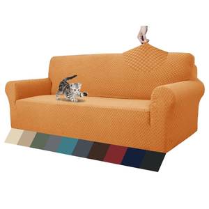 lot 1092 image: ZNSAYOTX 1 Piece Jacquard Couch Covers for 3 Cushion Couch Living Room High Stretch Sofa Cover Pets Dogs Friendly Anti Slip Thickened Slipcovers Furniture Protector (Large, Orange)