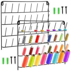 lot 1095 image: Tosnail 2 Pack 32 Spools Metal Thread Holder, Large Racks, Wall Mount Storage Organizer for Sewing, Braiding, Embroidery and Jewelry