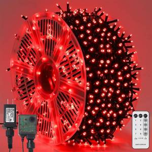 lot 1097 image: WATERGLIDE 1000 LED Christmas String Lights, 328 FT Green Wire LED Decorative Fairy Lights with Remote & 8 Modes, Waterproof for Outdoor Valentines Holiday Party Garden Wedding Home Decor, Red
