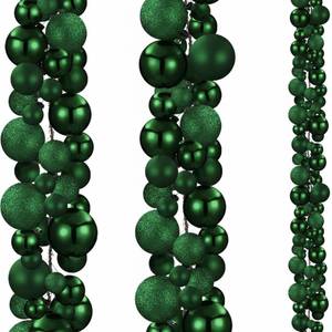 lot 1099 image: Yuxung 2 Pcs Christmas Ball Garland 6 ft Ball Ornaments Christmas Bulb Garland Xmas Tree Bauble Decorations for Party Supplies Indoor Outdoor Home Office Decoration Accessories(Dark Green)