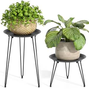 lot 1100 image: SUEH DESIGN Plant Stand Indoor, Metal Plant Stand Round Plant Table Heavy Duty Plant Stool Flower Pots for Indoor Outdoor Home Decor, 2 Pack Short & Tall