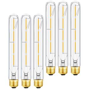 lot 2175 image: LVYE 6 Pack E26 4W Dimmable T10 LED Bulbs, 40W Equivalent, 3000K Soft White, 8.9in, Long Incandescent Life