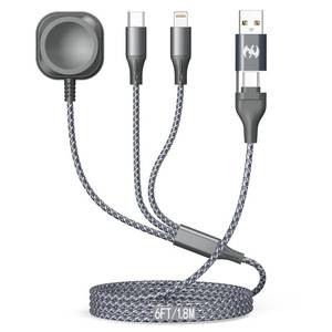 lot 2180 image: Multi Charging Cable for Apple Watch Charger 6FT, Nylon Braided USB Lightning Type C USB C Cord iWatch Magnetic Wireless Charger 3 in 1 Charging Wire for Apple iPhone Android Phone and iWatch