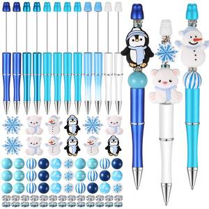 lot 2187 image: Geyee 12 Set Plastic Beadable Pens Assorted Bead Pens Crystal Wood Round Spacer Set Black Ink DIY Ballpoint for Women Men Gift Office Supplies(Polar Animals)