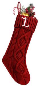 lot 2191 image: Personalized Christmas Stockings with Initials, 18 Inches Large Embroidered Monogrammed Cable Knit Christmas Stocking for Family, Xmas Holiday Party Gifts & Decoration for Fireplace(Burgundy,Letter L)