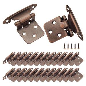 lot 2193 image: SHUTTLE GENIUS Antique Copper Bronze Kitchen Cabinet Hinges, 24 Pack(12 Pairs) 12 Overlay Cabinet Hinges for Cabinet Door, Self Closing Flush Mount Cabinet Hinges with Screws