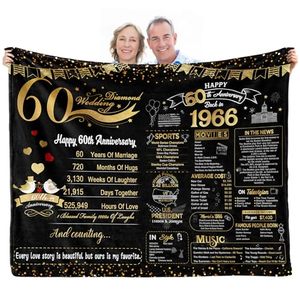 lot 2208 image: elseven 60th Anniversary Wedding Gift 60 Year Anniversary for Couples Wife Husband Best Anniversary Blanket Present Throw Blanket 50 x 60 Inch