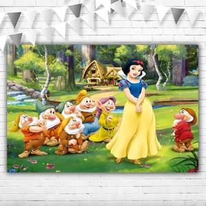 lot 2215 image: YouRan Princess Snow White Backdrop Enchanted Forest 5x3 Snow White and The Seven Dwarfs Party Background for Girl First Birthday Princess Vinyl Backdrops for Kids Room Wall Decor