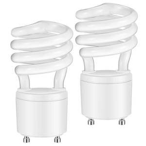 lot 2224 image: Kittmip 2 Pcs 13W 120v 60Hz GU24 CFL LED Light Bulbs 2 Prong Base T3 3500K 900lm Warm White Fluorescent Light Spiral Compact Fluorescent Bulbs
