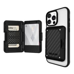 lot 2225 image: Pelican iPhone MagSafe Wallet with RFID Blocking - Military STD Snap-On Magnetic Phone Wallet for Cash and Phone Card Holder - Detachable Card Holder for iPhone Pro Max 171615141312 - Black